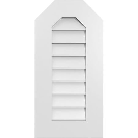 Ekena Millwork Octagonal Top Surface Mount PVC Gable Vent w/ 3-1/2"W x 1"P Standard Frame, 14"W x 28"H GVPOT14X2801SN